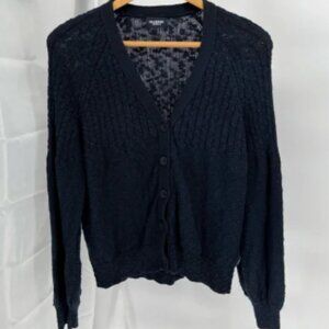 Holebrook Sweden Women’s Cardigan Sweater Size L Cotton Button Closure Navy